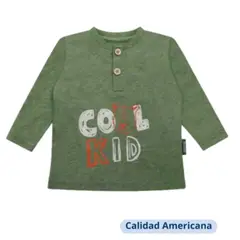 TEDMIMAK - Polera Manga Larga Niño CoolKid Verde 100% Algodón