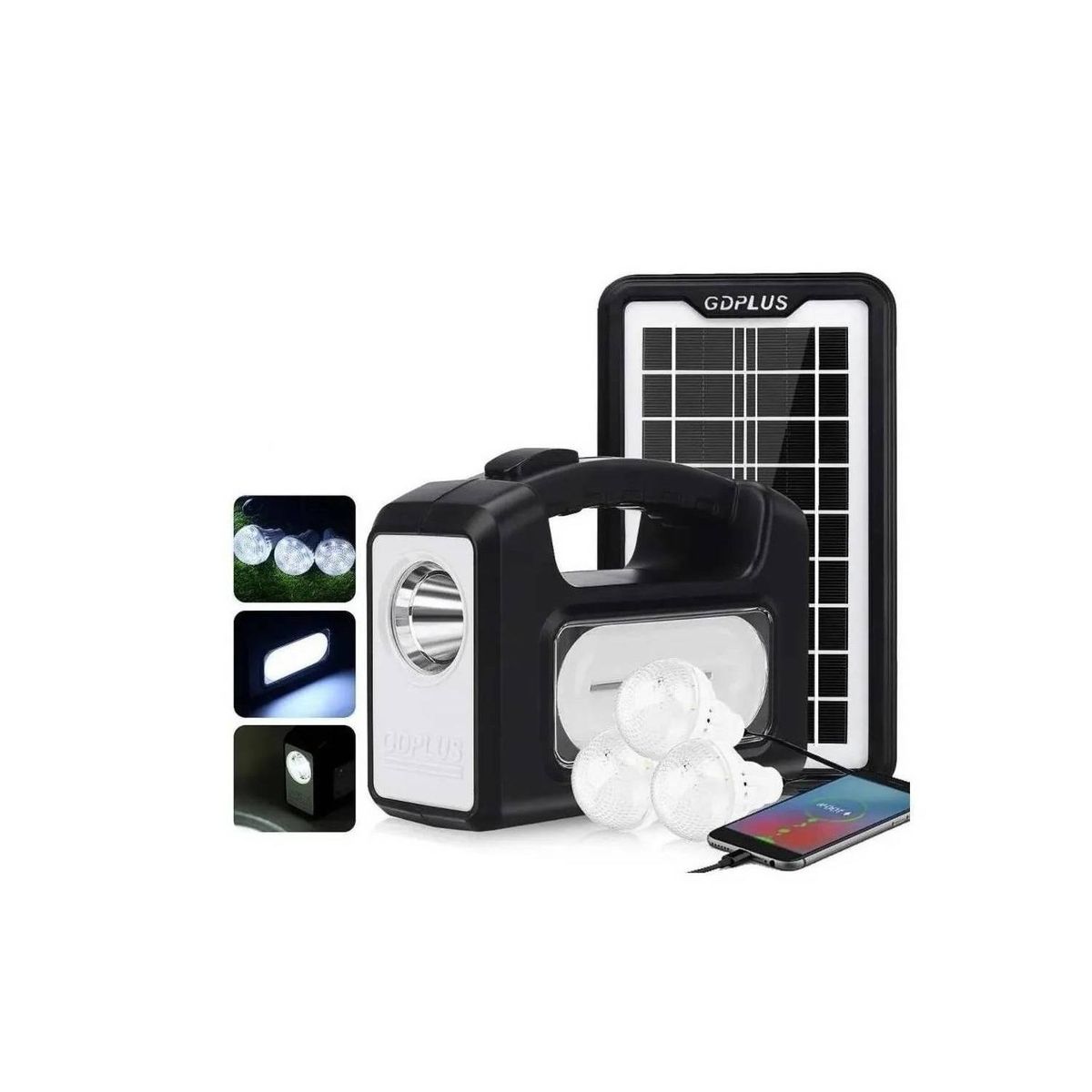 GENERICO - Nuevo Kit Solar De Emergencia camping Usb 3 Ampolletas