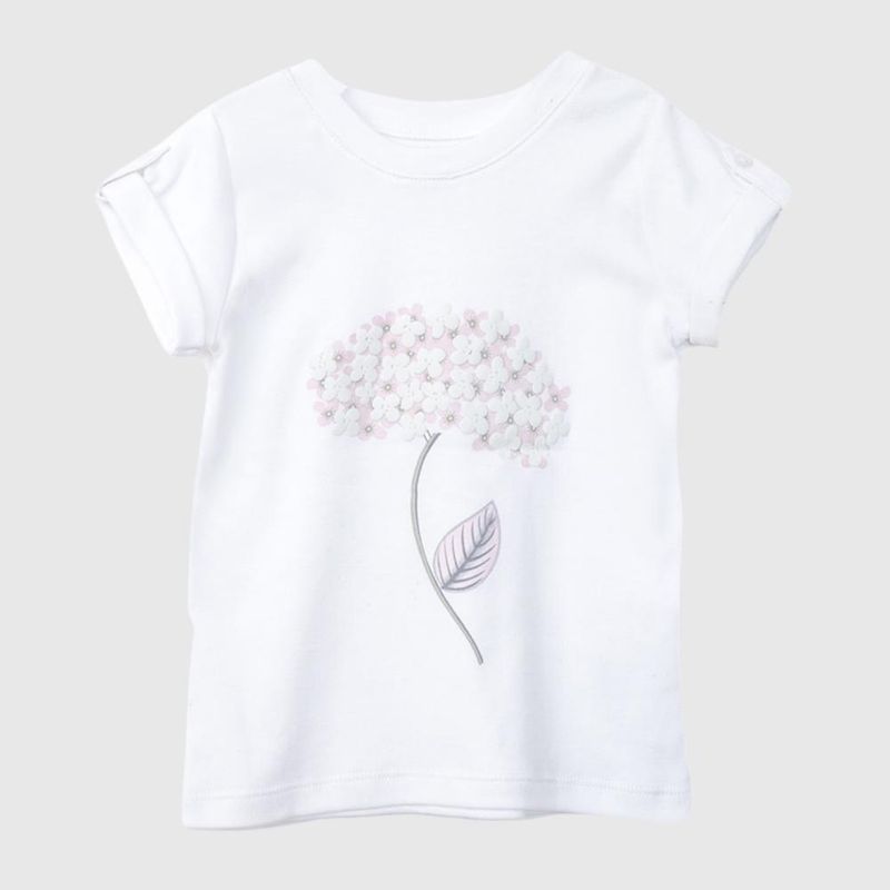 COYOTE KIDS - Polera blanca flor adulto algodón peruano - Blanco
