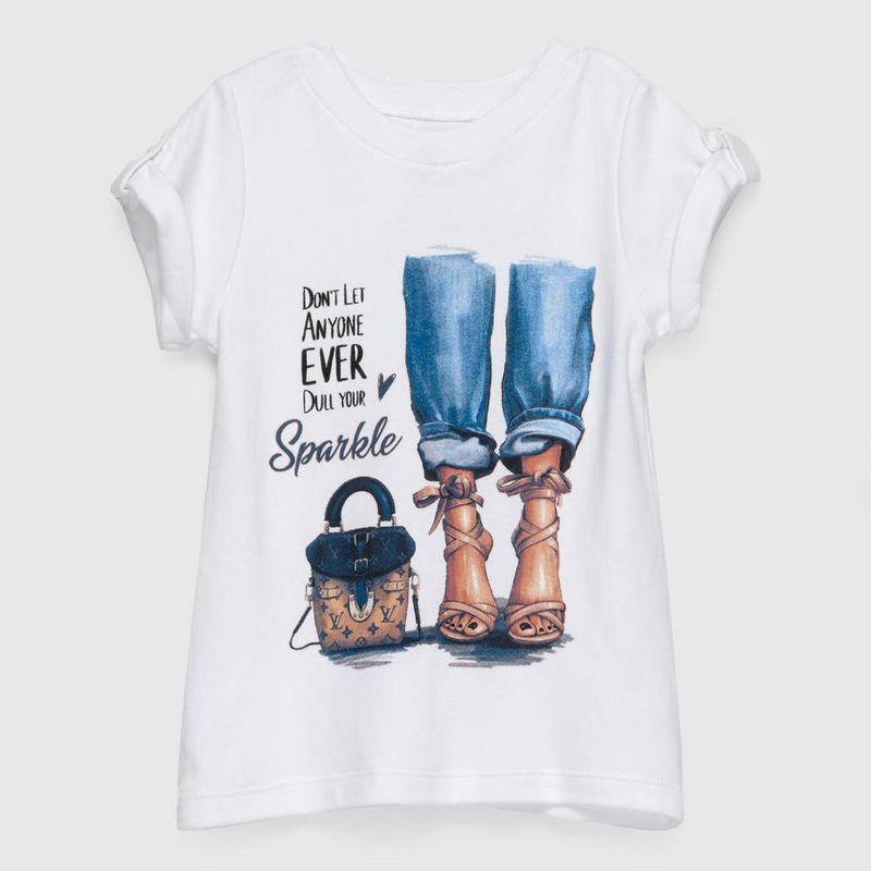 COYOTE KIDS - Polera blanca jeans adulto algodón peruano - Blanco