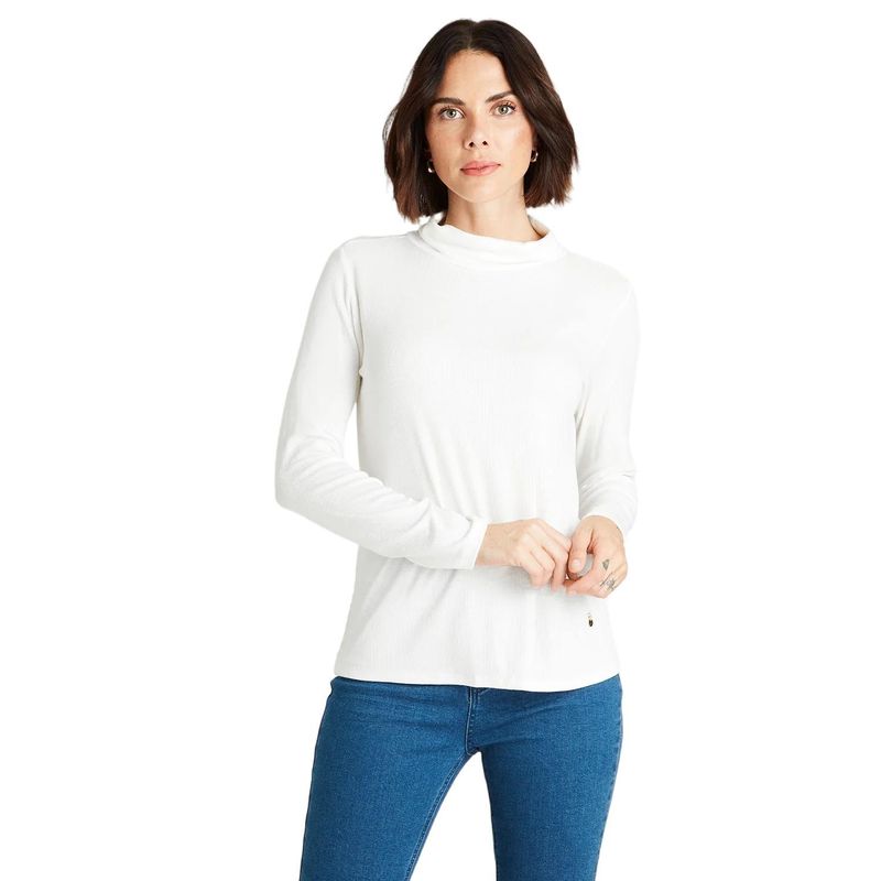 LORENZO DI PONTTI - Polera Básica Cuello Alto Blanco LORENZO DI PONTTI