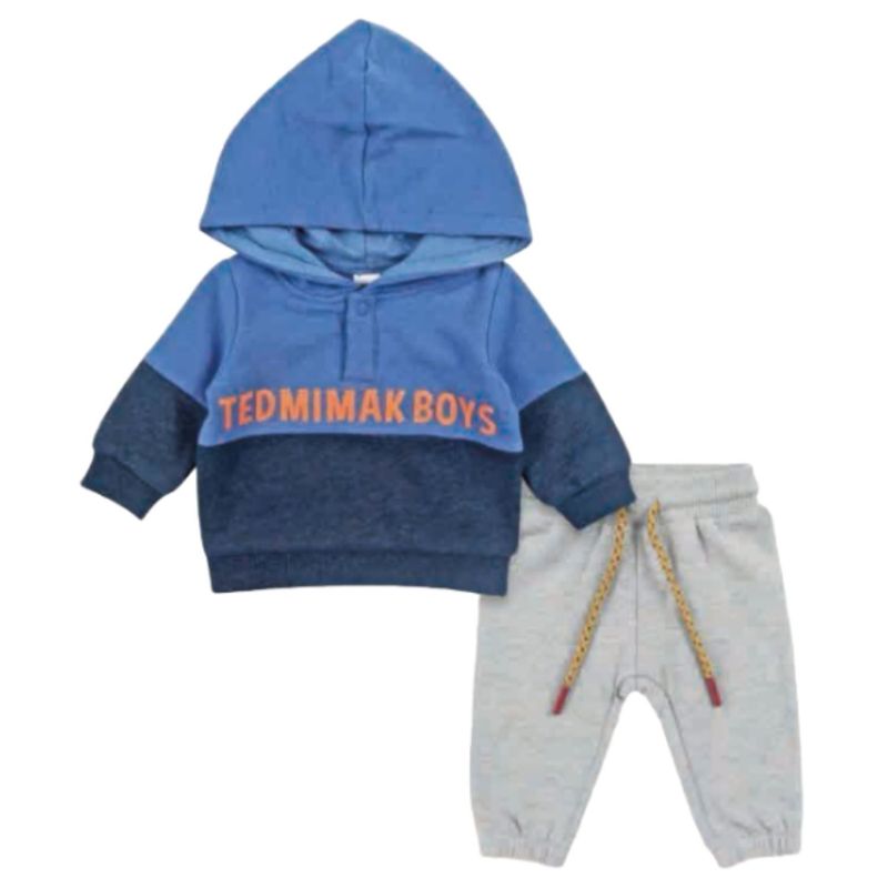 TEDMIMAK - Set 2 Piezas Polerón Con Capucha Pantalón Niño Azul Tedmimak Algodón