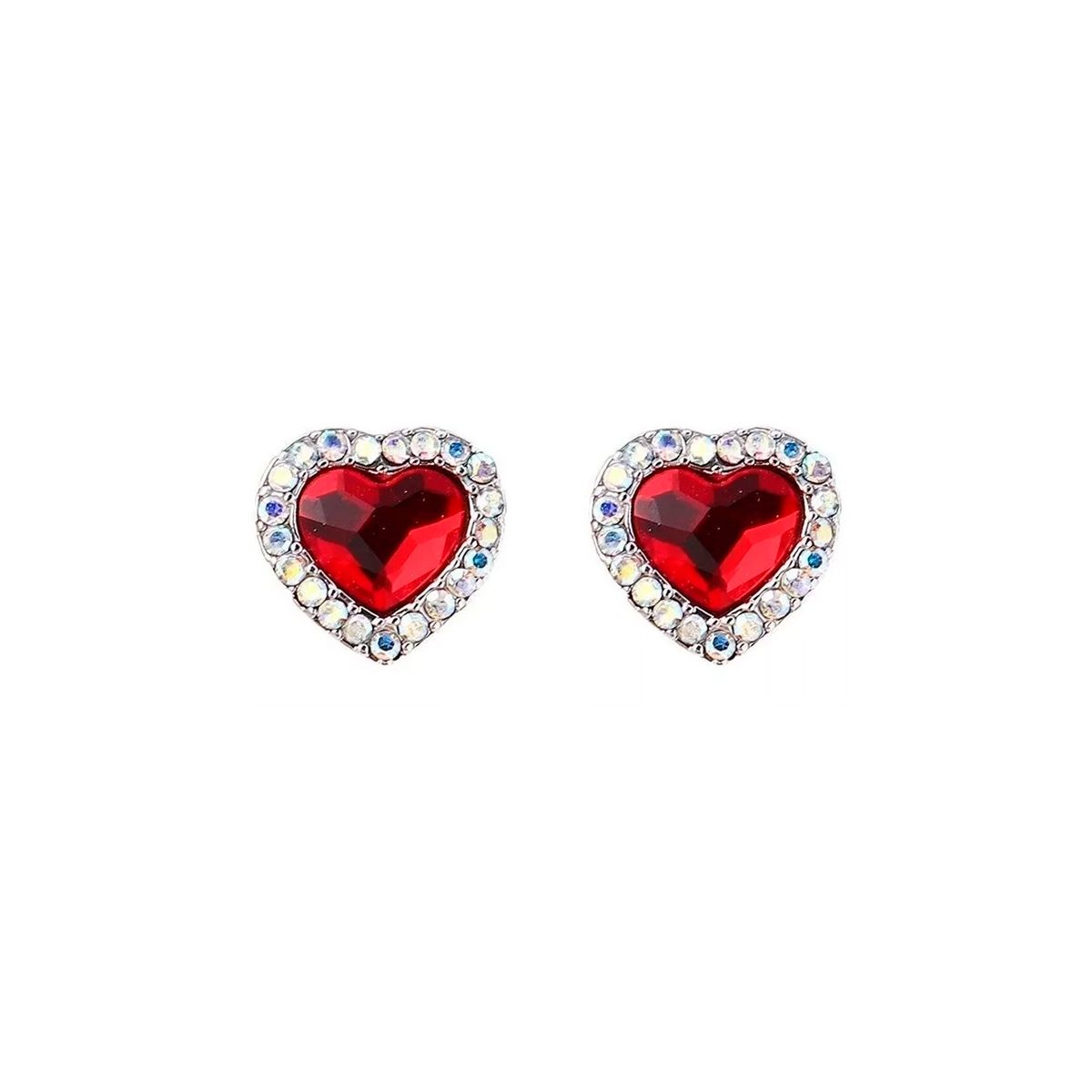 GENERICO - Aros Finos Corazón Rojo Cristales Austriacos Joyería