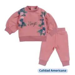 TEDMIMAK - Set 2 Piezas Polerón Pantalón Niña Magic Rosa 100% Algodón