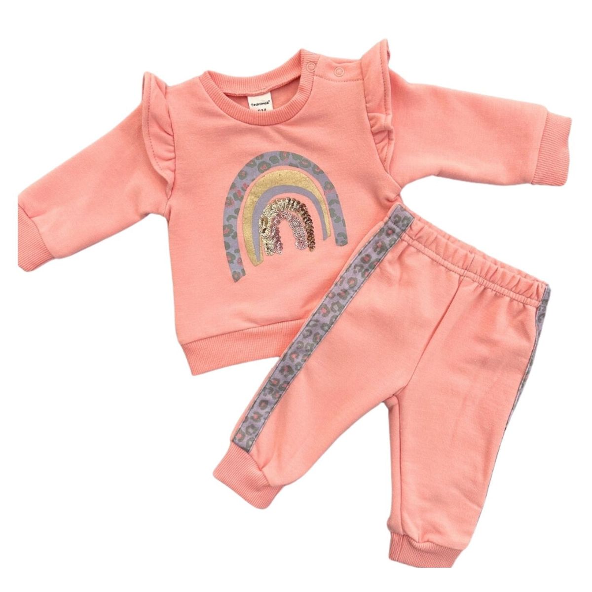 TEDMIMAK - Set 2 Piezas Polerón Pantalón Niña ArcoIris Rosa Tedmimak 100% Algodón
