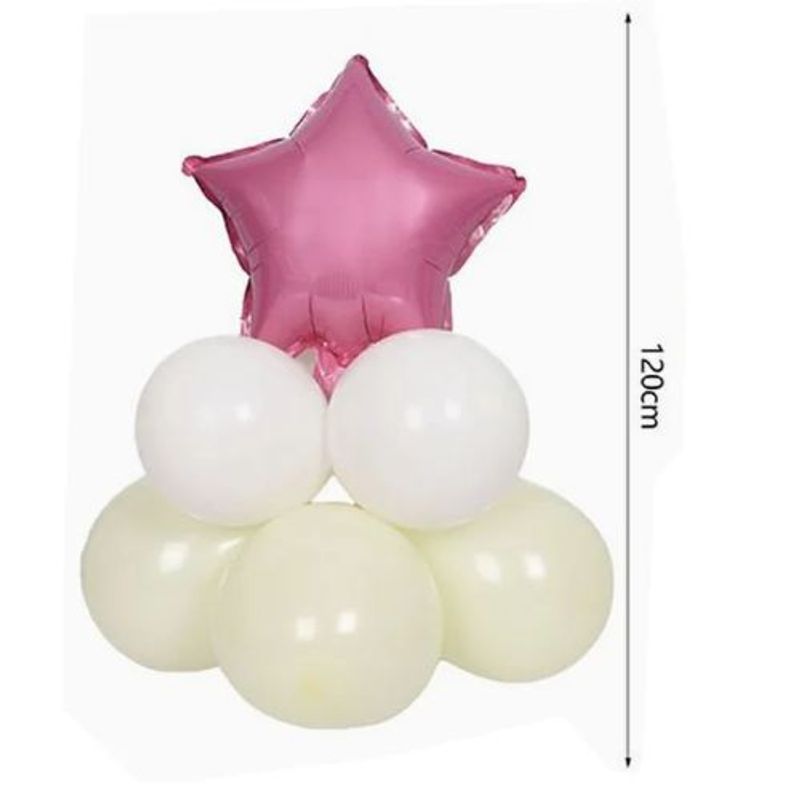GENERICO - Set Globos Latex Diseño Estrella Color Rosa Y Blanco