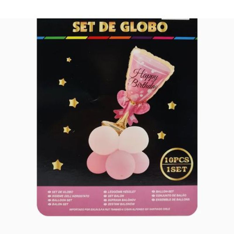 GENERICO - Set Globos Latex Forma Copa Color Rosa
