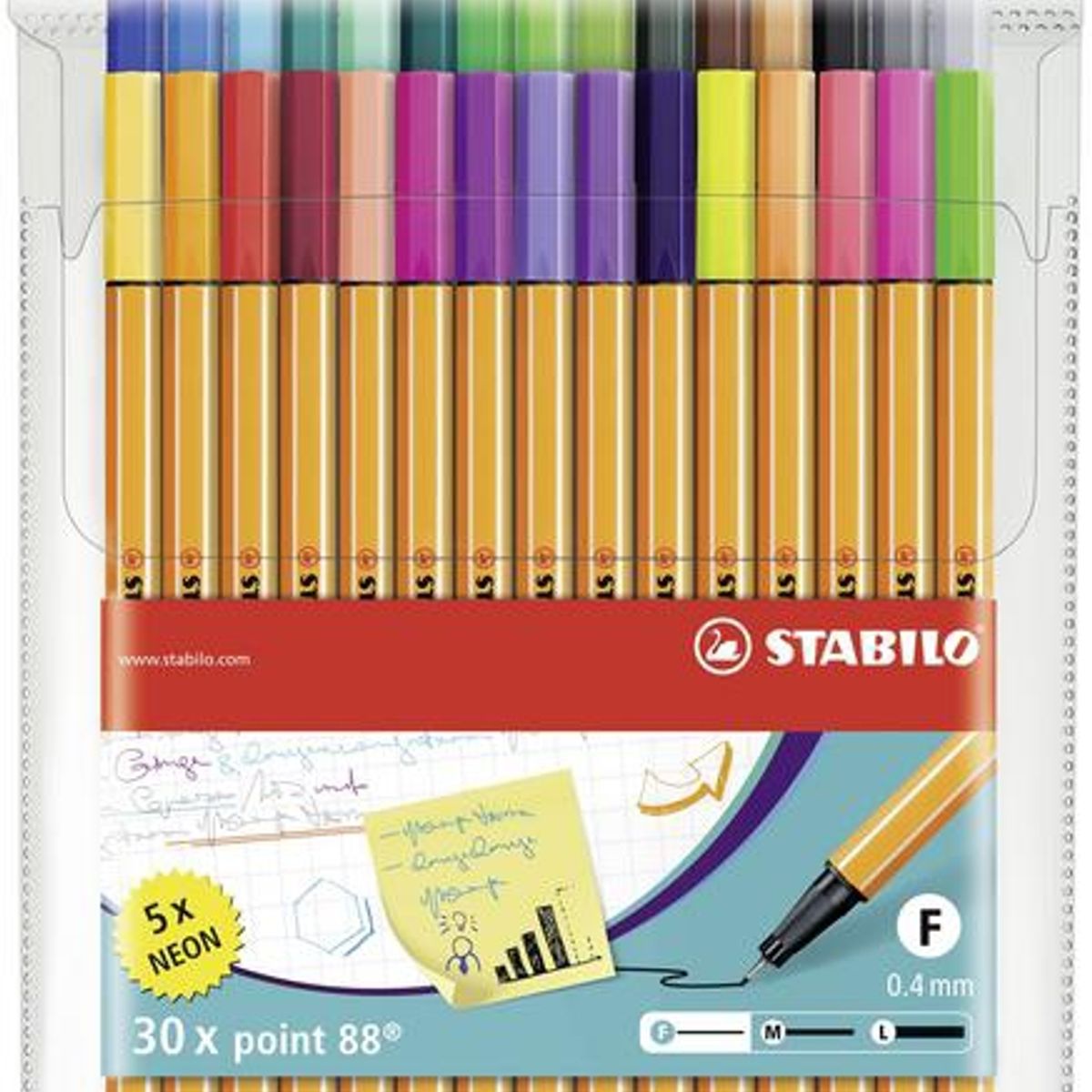 STABILO - Set 30 Lápices Point 88 Blister Tiralineas Stabilo Puntafina