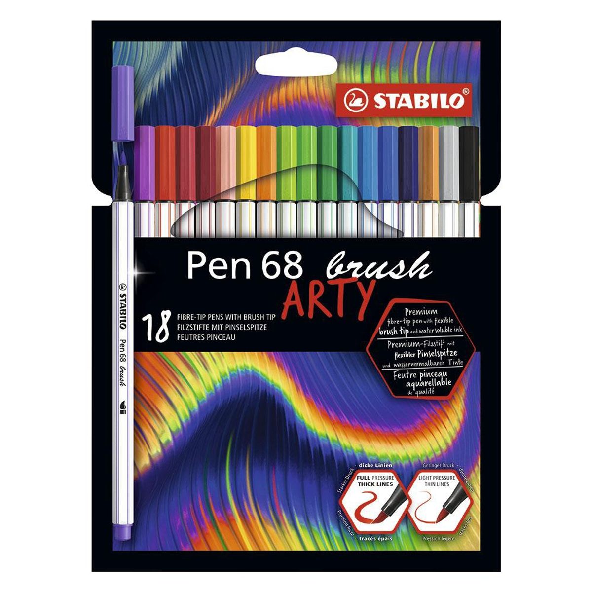 STABILO - Stabilo Pen 68 Marcadores Brush 18 Colores Punta Pincel