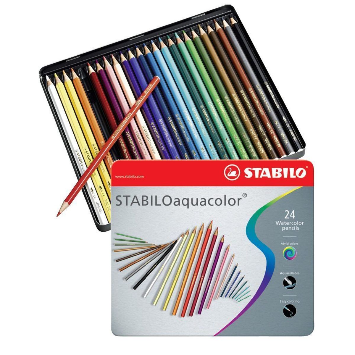 STABILO - Set Lapices 24 Colores Acuarelables Stabilo Caja Metálica