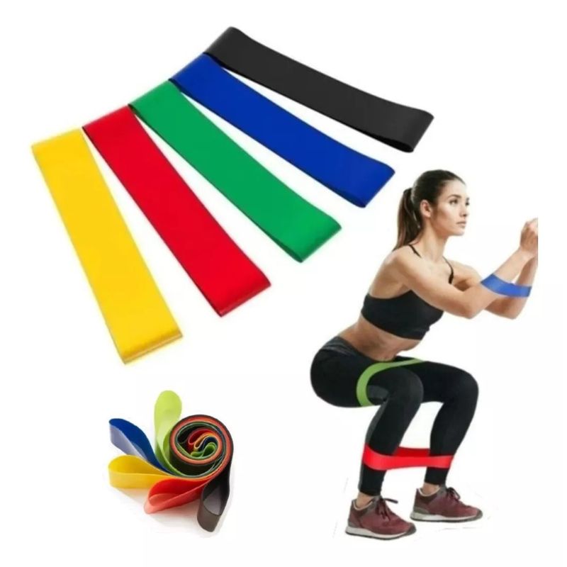 GENERICO - Set 5 Bandas Elásticas Resistencia Ejercicio Entrenamiento
