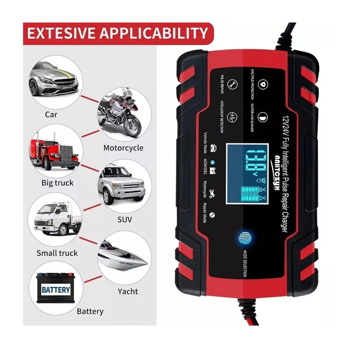 SHOP EHOME BAG - Cargador de bateria partidor inteligente 12V para Auto Moto