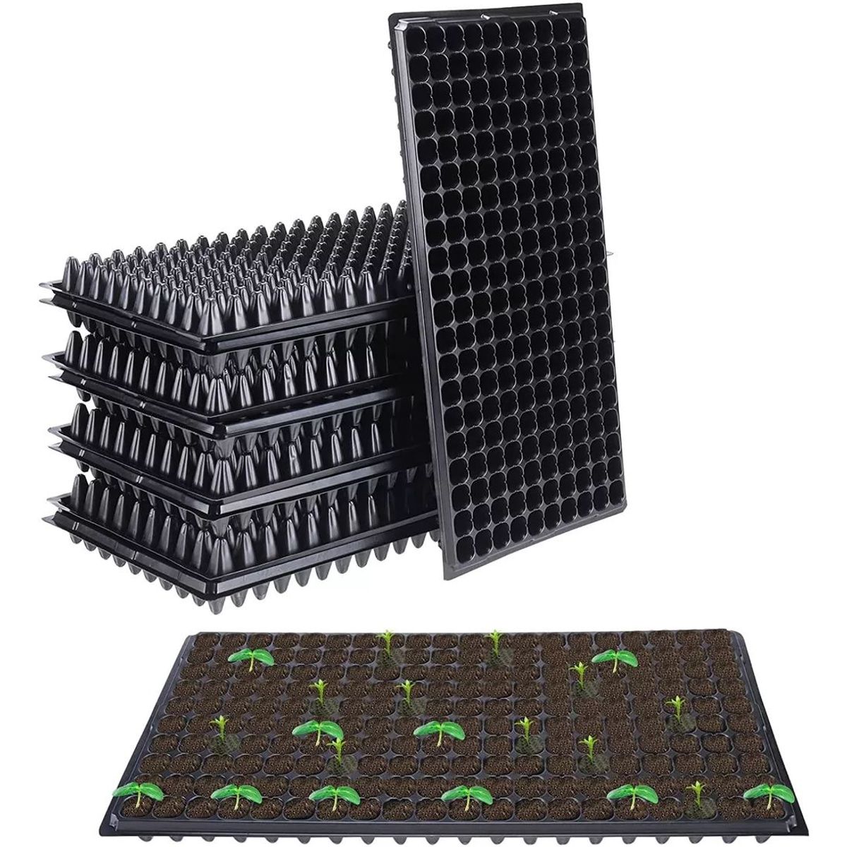 KUANGYE - Bandejas Para Cultivo- 12 × Almacigueras Bandejas Rígidas