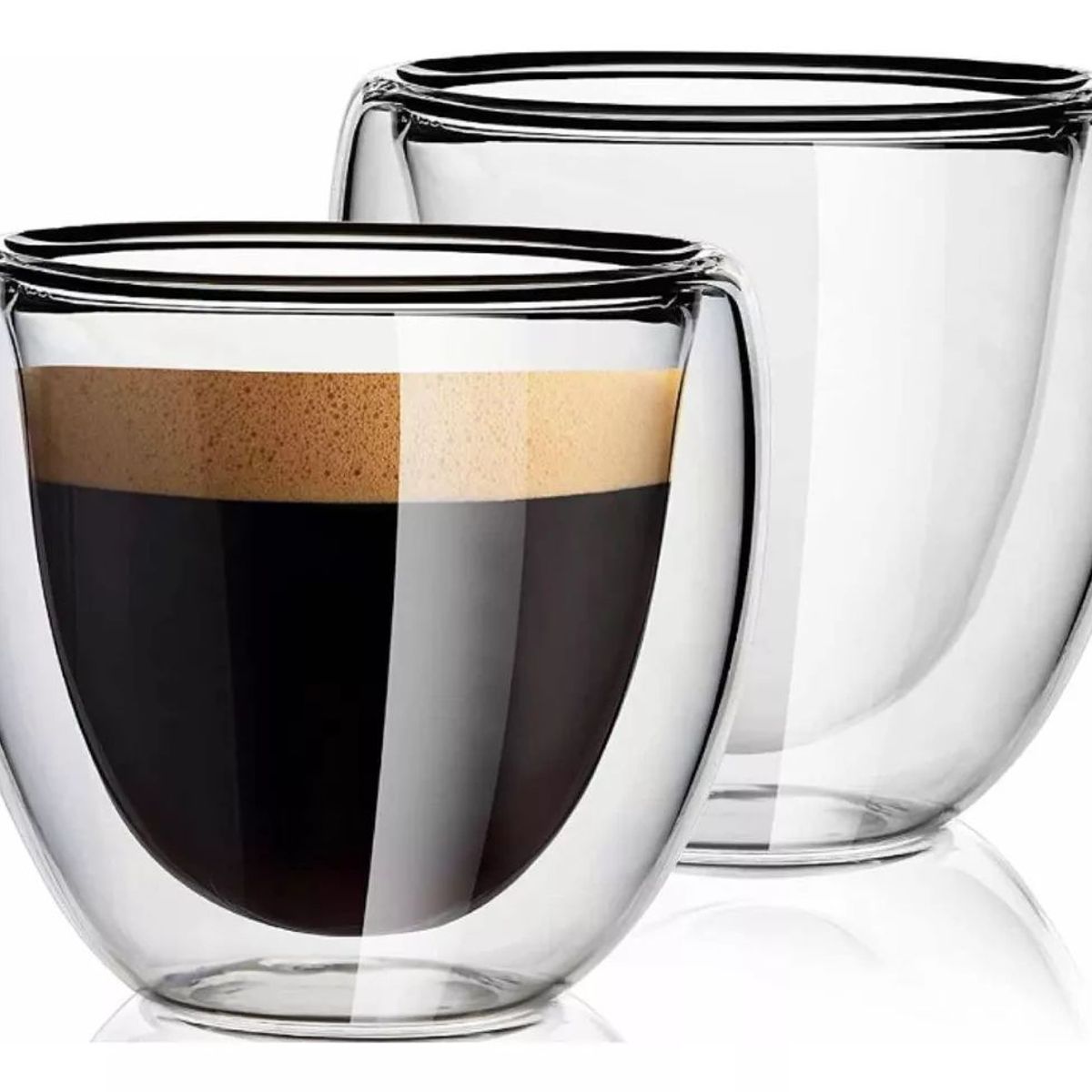 KUANGYE - Taza Cafe 4 Vasos Vidrio Mug Doble Pared Térmica Reforzada