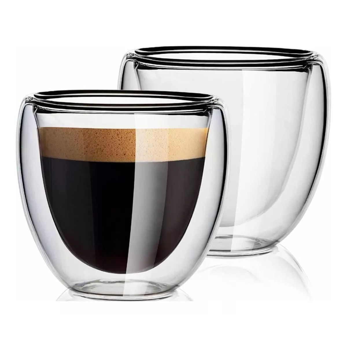 KUANGYE - Taza Cafe 4 Vasos Vidrio Mug Doble Pared Térmica Reforzada