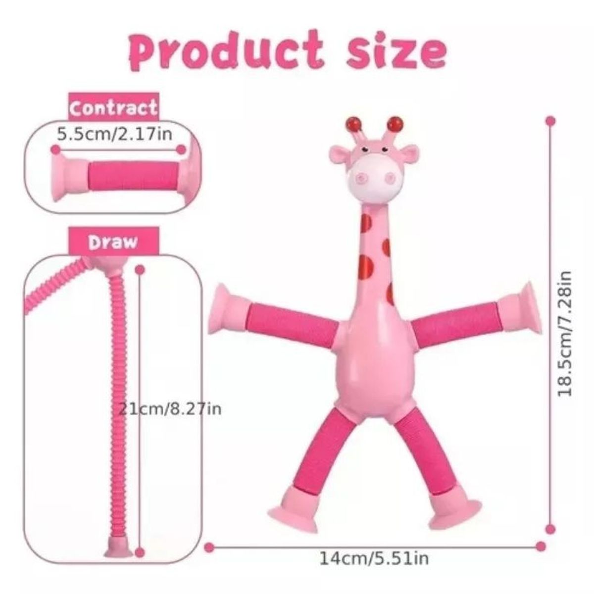 KUANGYE - Set 4 Jirafas/ Tubo Extensible Y Ventosa/ Juguete Sensorial