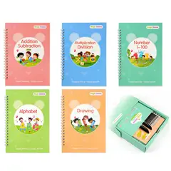 EDWINAYY - Set 5 Cuadernos Mágicos Caligrafía Ingles Ni?os Reutilizable