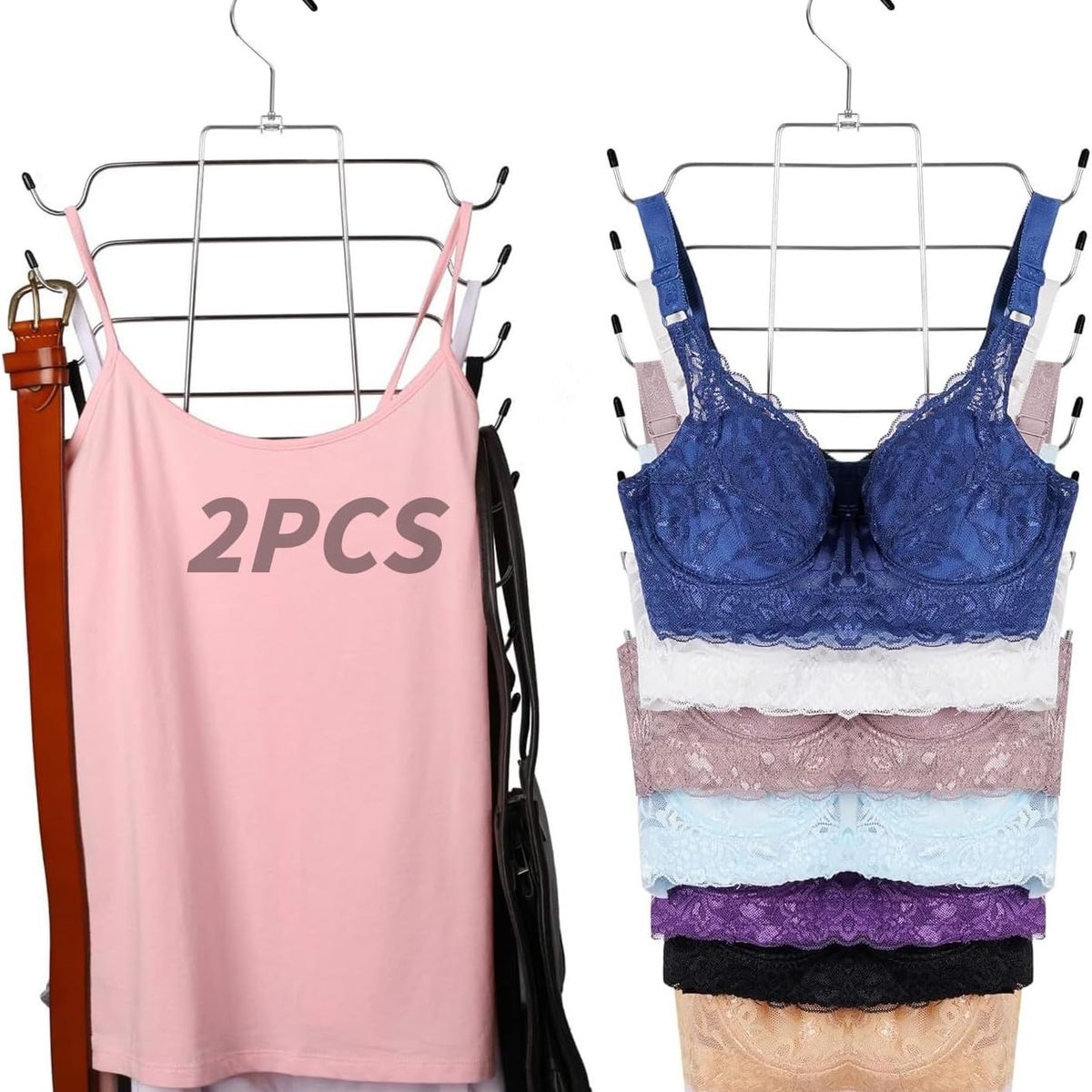 YOMYM - 2 Pcs Set Colgadores Pantalones Ropa Ganchos Plegable 8 Antideslizante