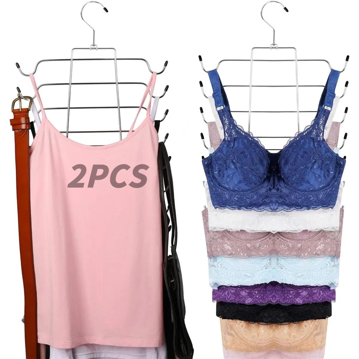 YOMYM - 2 Pcs Set Colgadores Pantalones Ropa Ganchos Plegable 8 Antideslizante