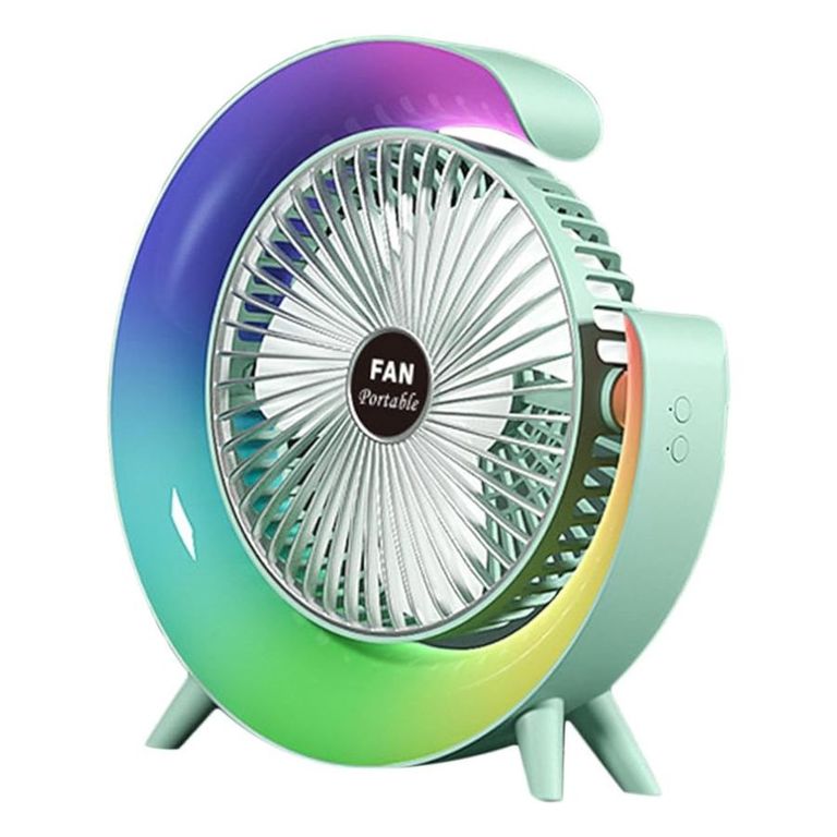 GENERICO Ventilador De Escritorio Rgb Multicolor Lampara Portátil Usb
