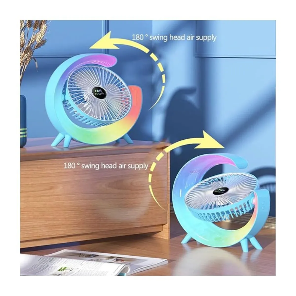 GENERICO - Ventilador De Escritorio Rgb Multicolor Lampara Portátil Usb
