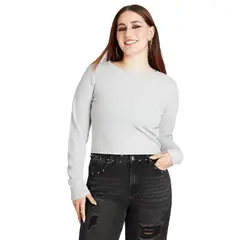 ACUARELA - Polera Manga Larga De Lurex Plateado