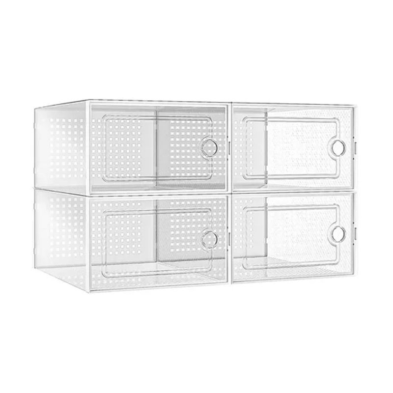 GENERICO - Set 4 Cajas Zapatero Apilable Color Blanco