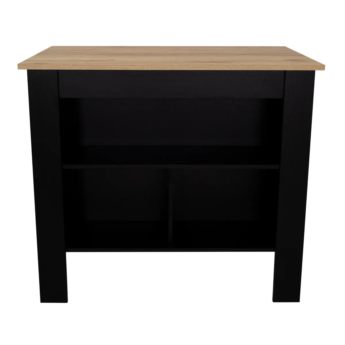 FMFURNITURE - Isla Cocina con 3 Repisas - Negro Café Claro 92.7x116.8x50.8 cm