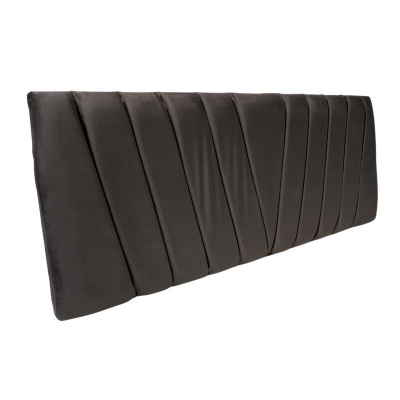 DULCES SUEÑOS - Respaldo Moderno 2 Plaza Modular Lineal V GRIS OSCURO EN FELPA