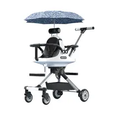 LUBABYCAS - Coche de Paseo Doble Con Sombrilla Azul By