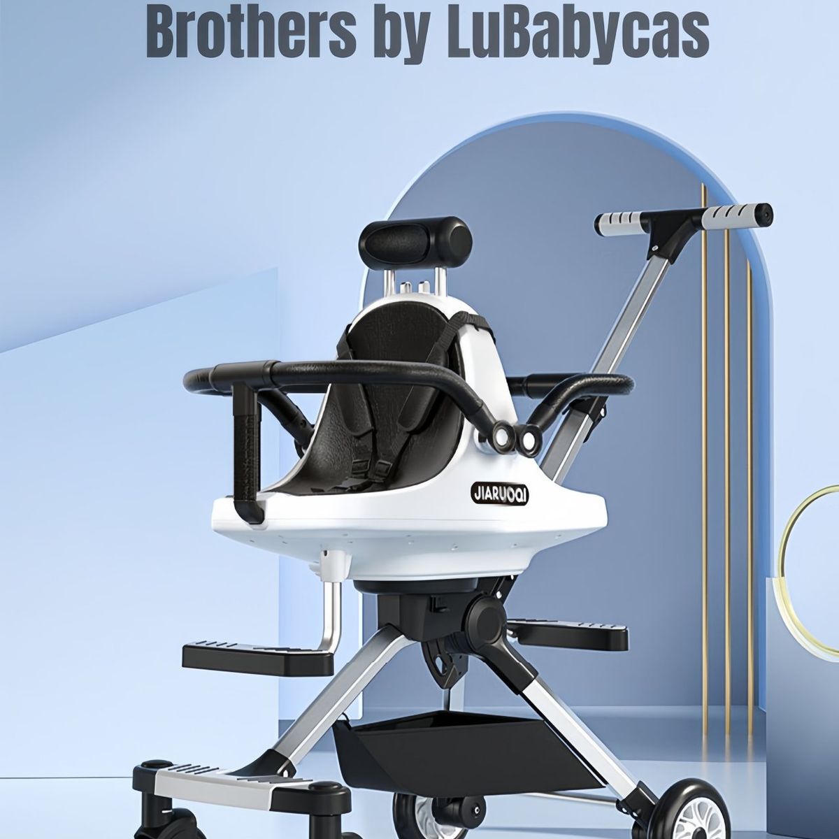 LUBABYCAS - Coche de Paseo Doble Con Sombrilla Azul By LuBabycas