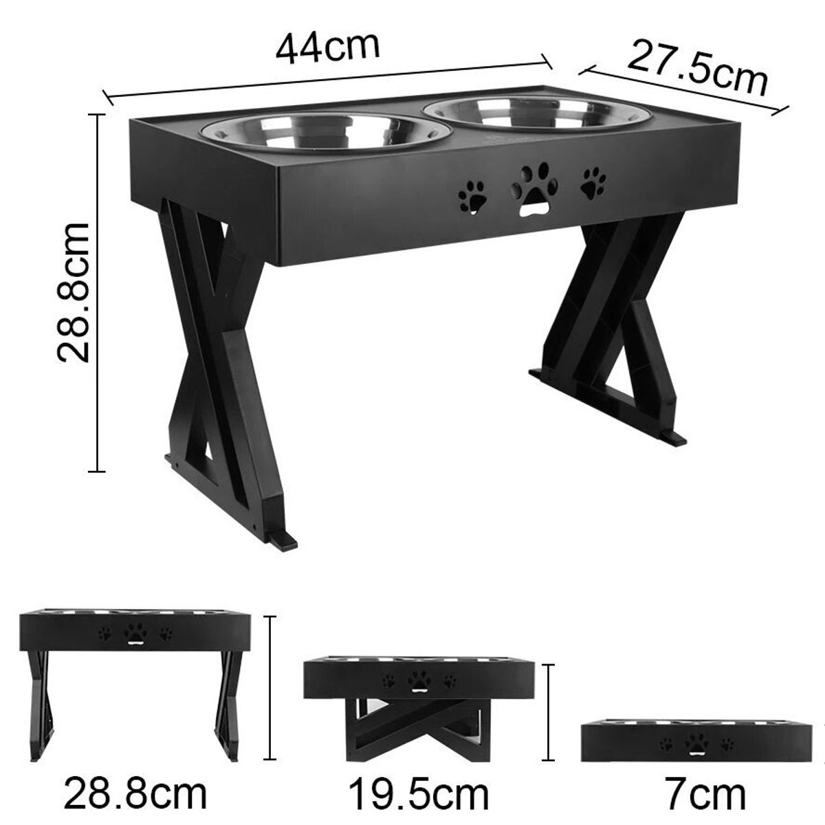 GENERICO - Comedero Bebedero de Acero Inoxidable Perro Altura Ajustable