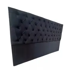 DULCES SUEÑOS - Respaldo A Piso Capitones Premium 2 PLAZA NEGRO FELPA