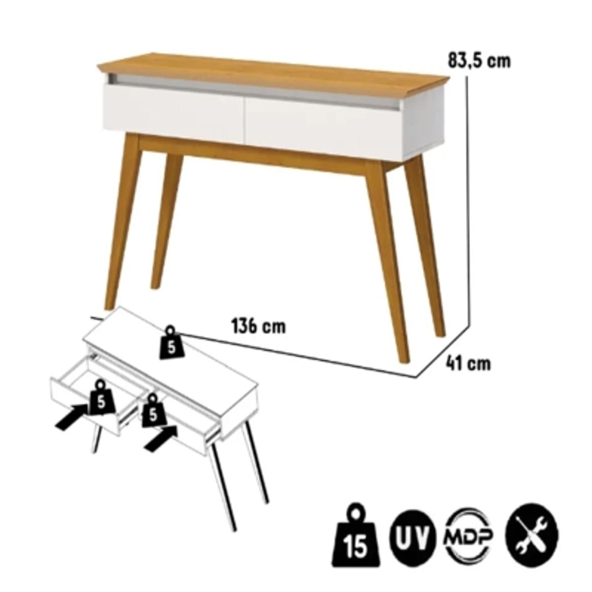 BE DESIGN - Arrimo Classic Con Cajones Blanco Caramelo