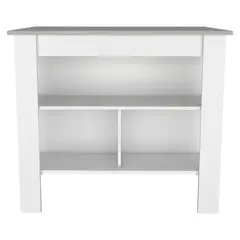 FMFURNITURE - Isla Cocina con 3 Repisas - Blanco 90x103x70 cm