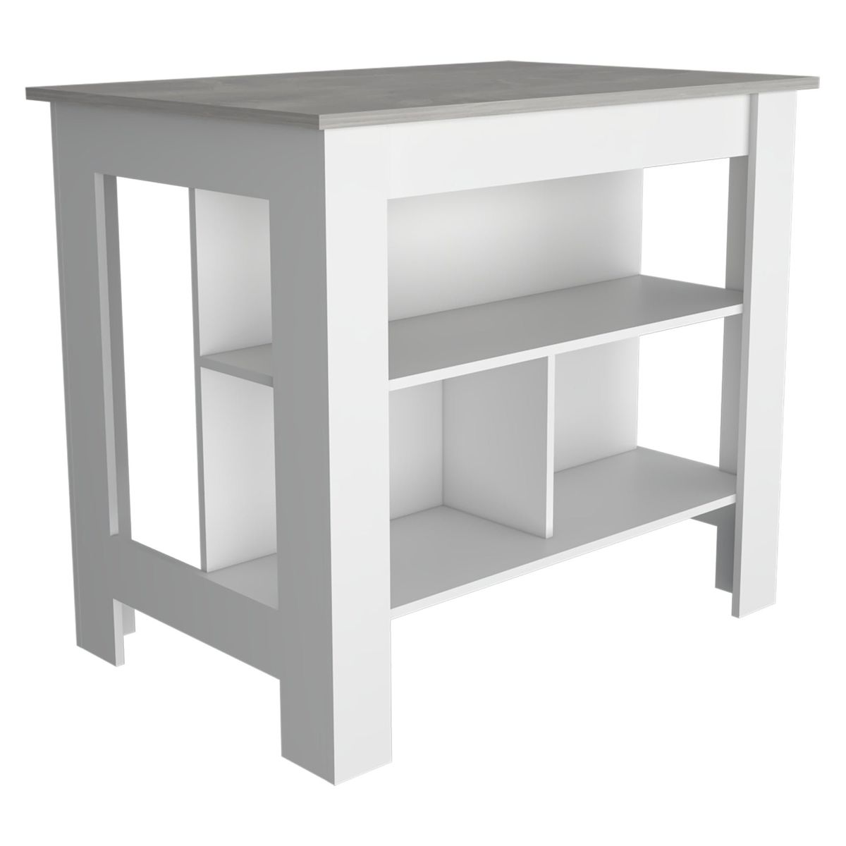 FMFURNITURE - Isla Cocina con 3 Repisas - Blanco 90x103x70 cm