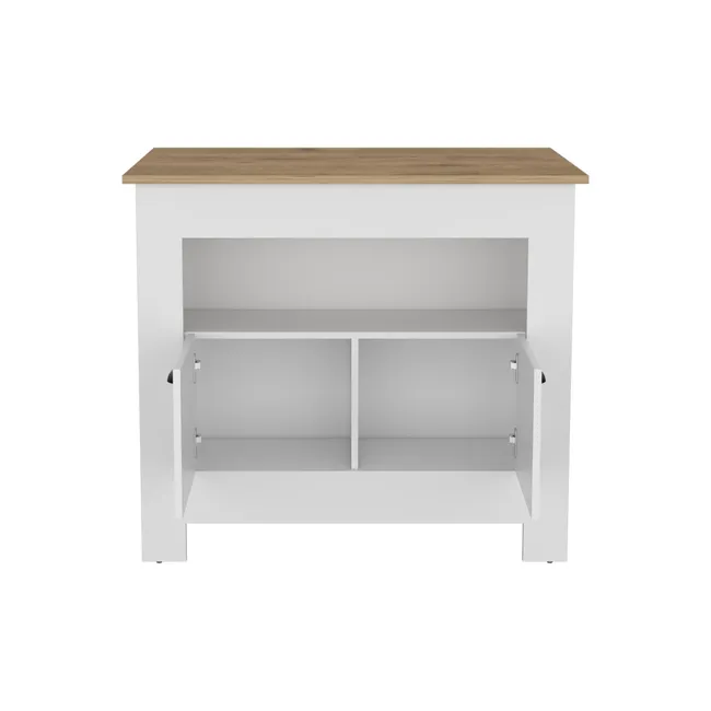 FMFURNITURE - Isla De Cocina 2 Puertas Blanco 89.9x103x70 cm…