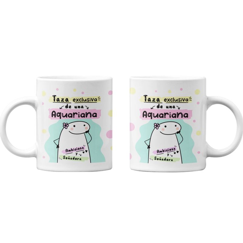 SM - Tazones Tazas blancas Aquario Regalo para Aquariana Zodiaco - Blanco
