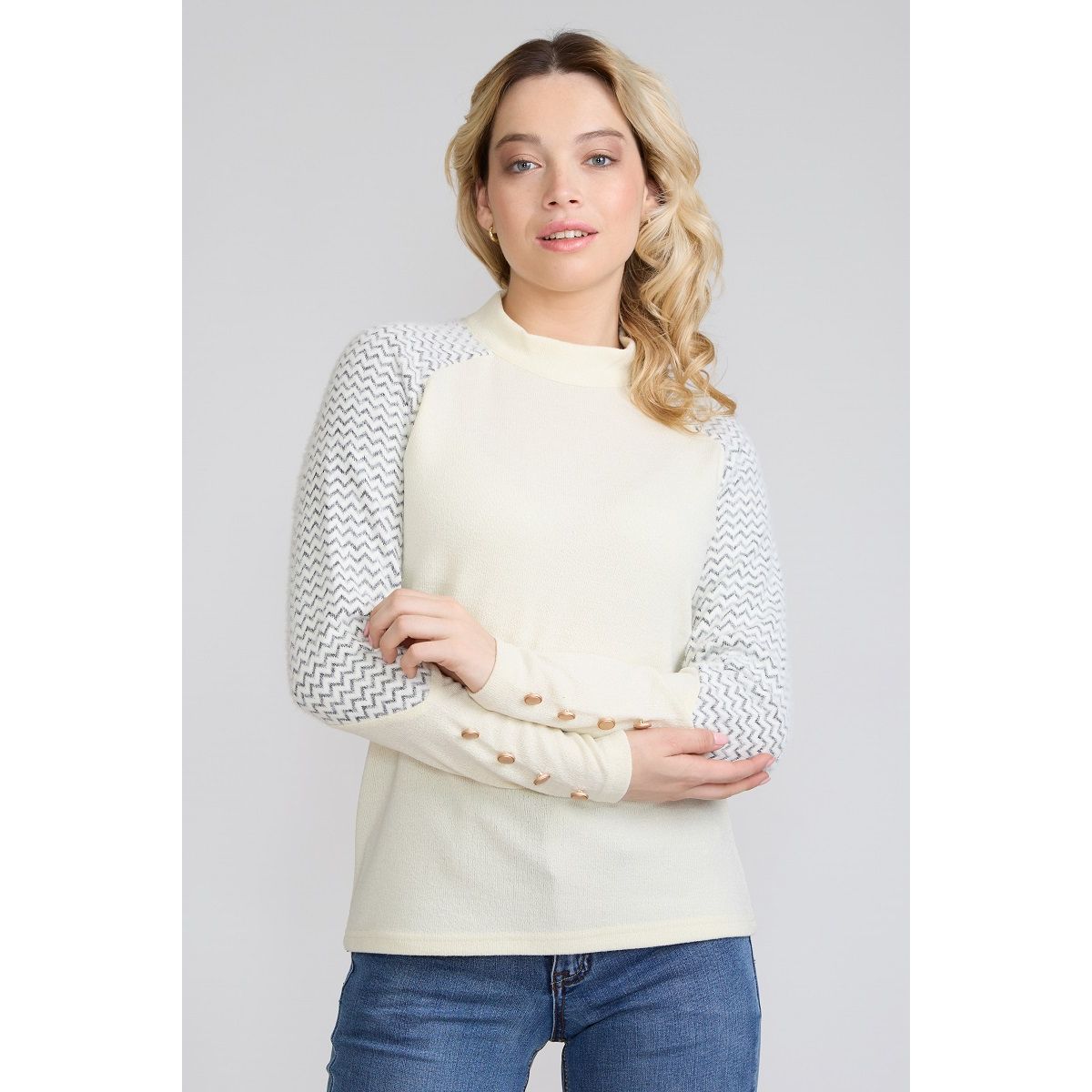 TENTATION - Sweater Manga Angora Crudo Tentation