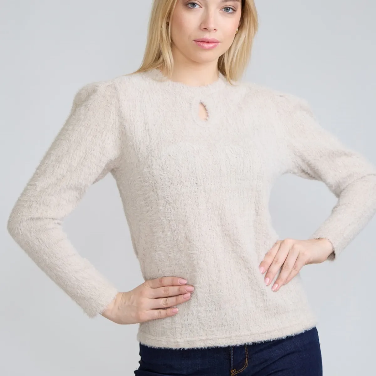 TENTATION - Sweater Angora Lurex Beige Tentation