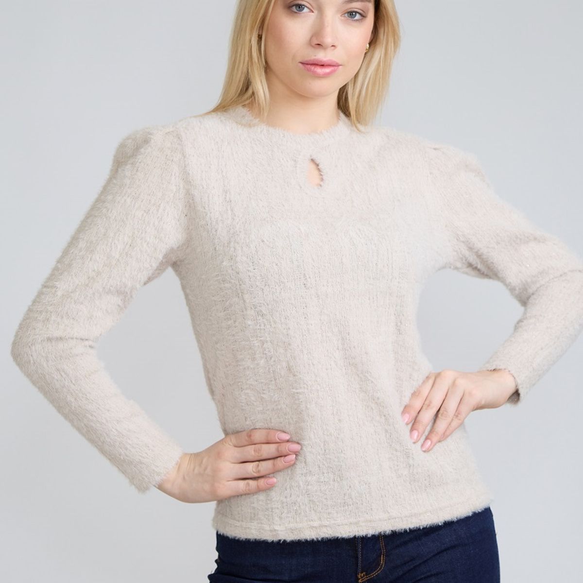 TENTATION - Sweater Angora Lurex Beige Tentation