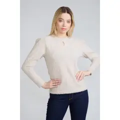 TENTATION - Sweater Angora Lurex Beige