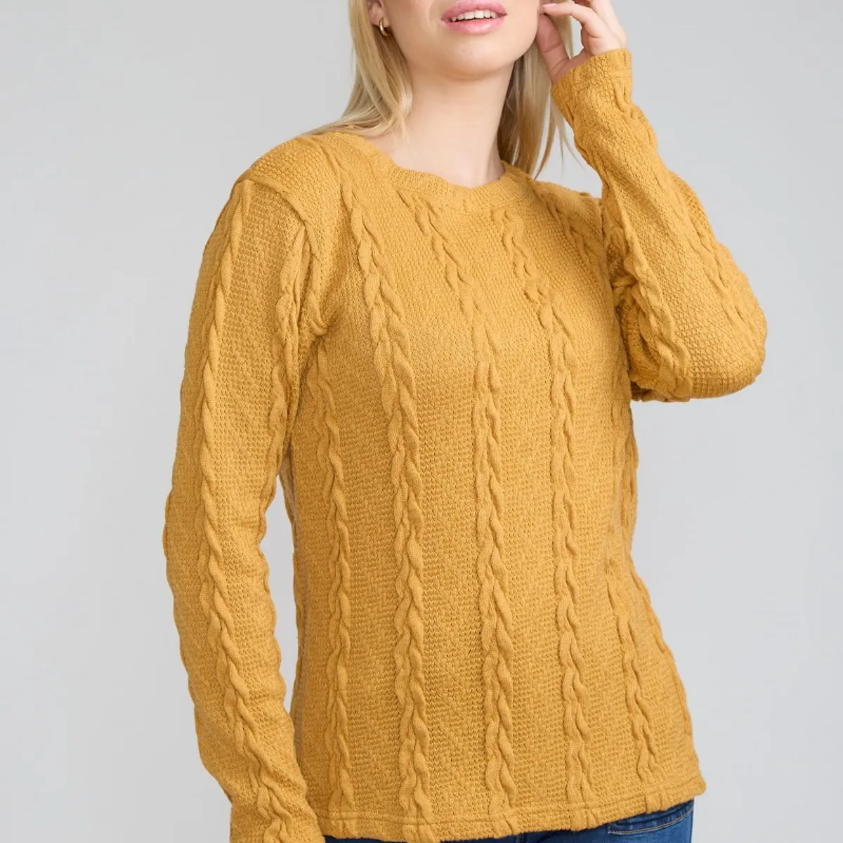 TENTATION - Sweater Trenzado Mostaza Tentation