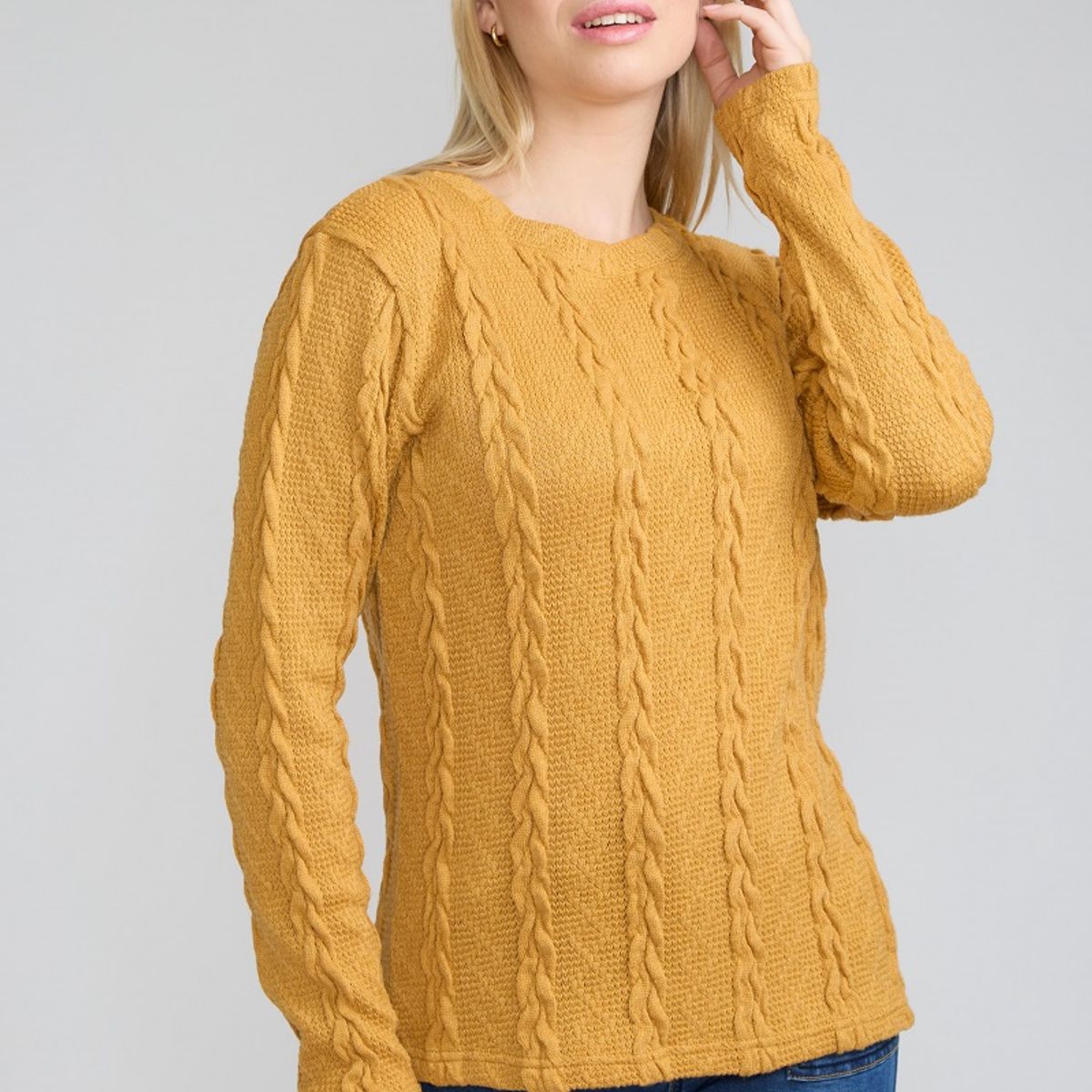 TENTATION - Sweater Trenzado Mostaza Tentation