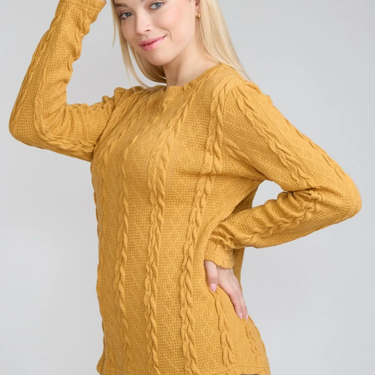 TENTATION - Sweater Trenzado Mostaza Tentation