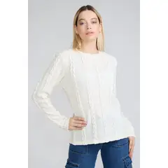 TENTATION - Sweater Trenzado Blanco