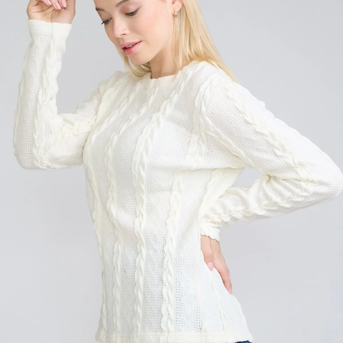 TENTATION - Sweater Trenzado Blanco Tentation