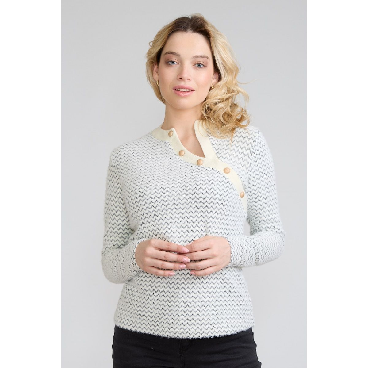 TENTATION - Sweater Angora Bicolor Crudo Tentation