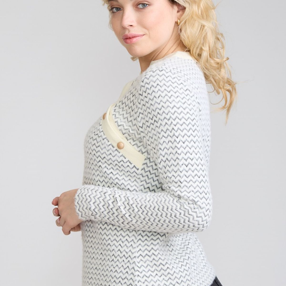 TENTATION - Sweater Angora Bicolor Crudo Tentation