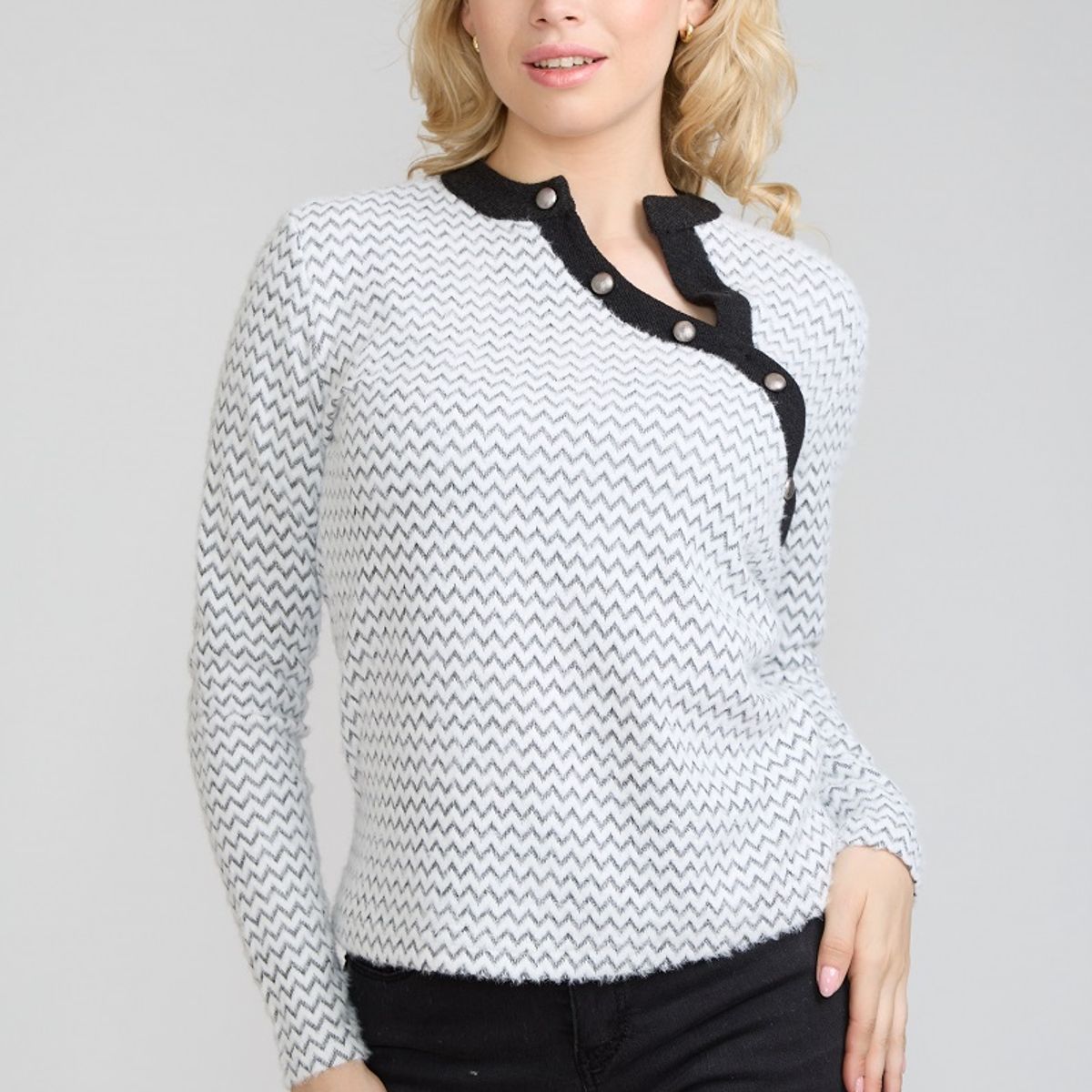 TENTATION - Sweater Angora Bicolor Black Tentation